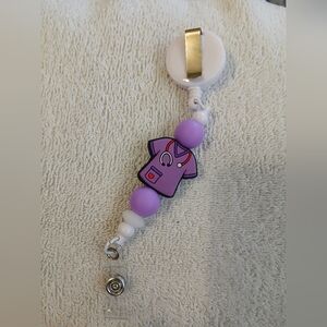 Purple Nurse Scrub Badge Reel with Beads